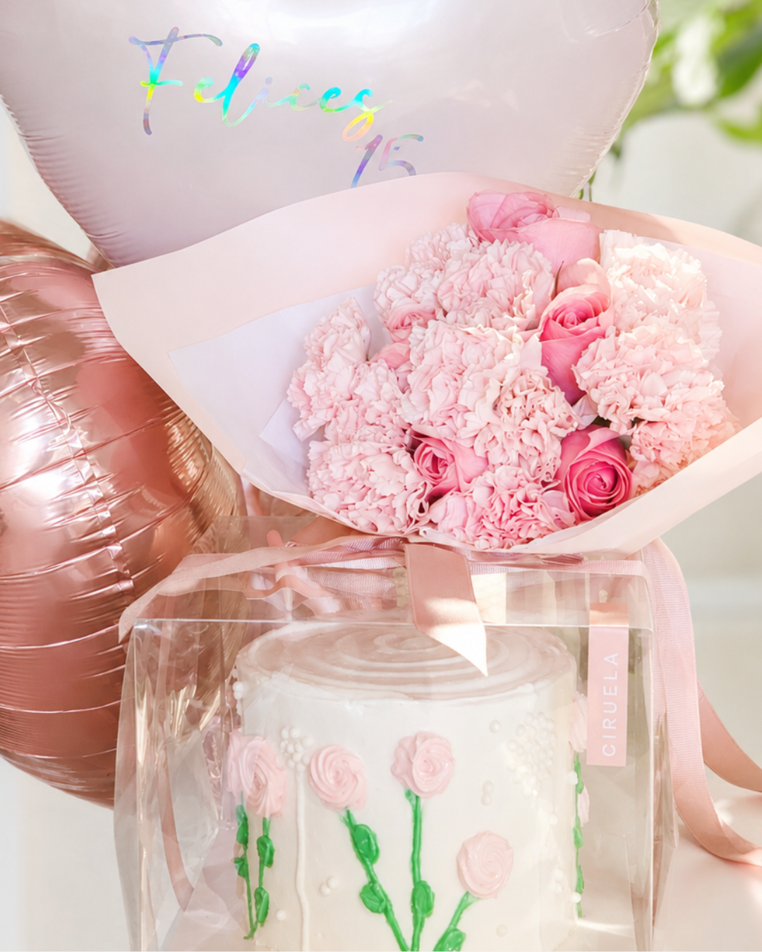 BIRTHDAY GIFT’S. Regalo de Cumpleaños. Globos + Flores + Cake