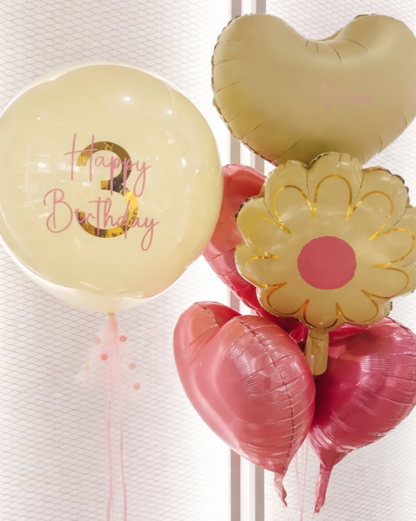 BOUQUET DE GLOBOS FLOR burbuja + metalizados