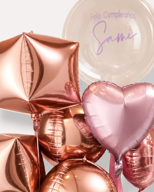 BIUQUET DE GLOBOS /Orbiz, Foil y Burbuja Personalizada