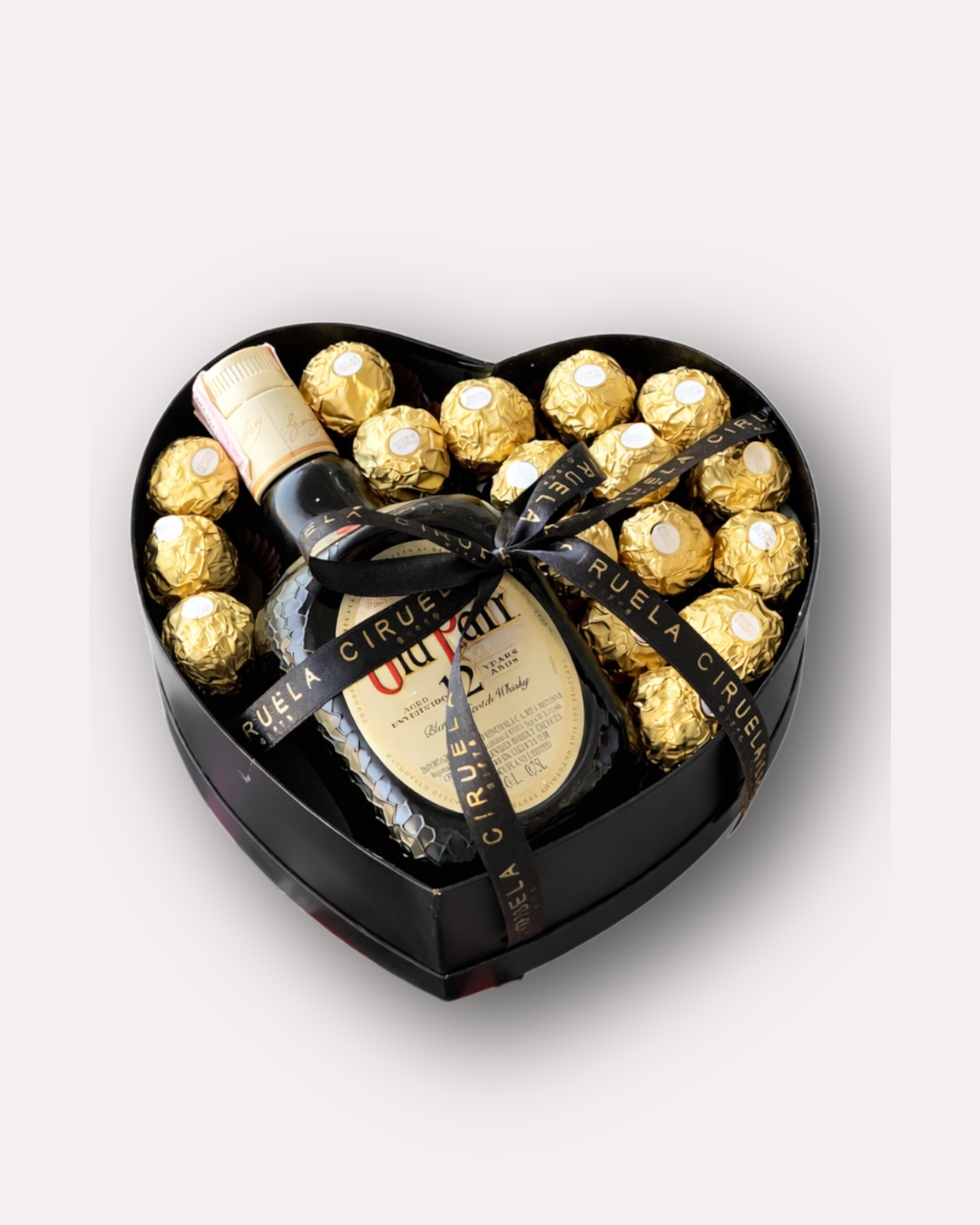 Luxury Heart Gift Box. Chocolate & Whisky