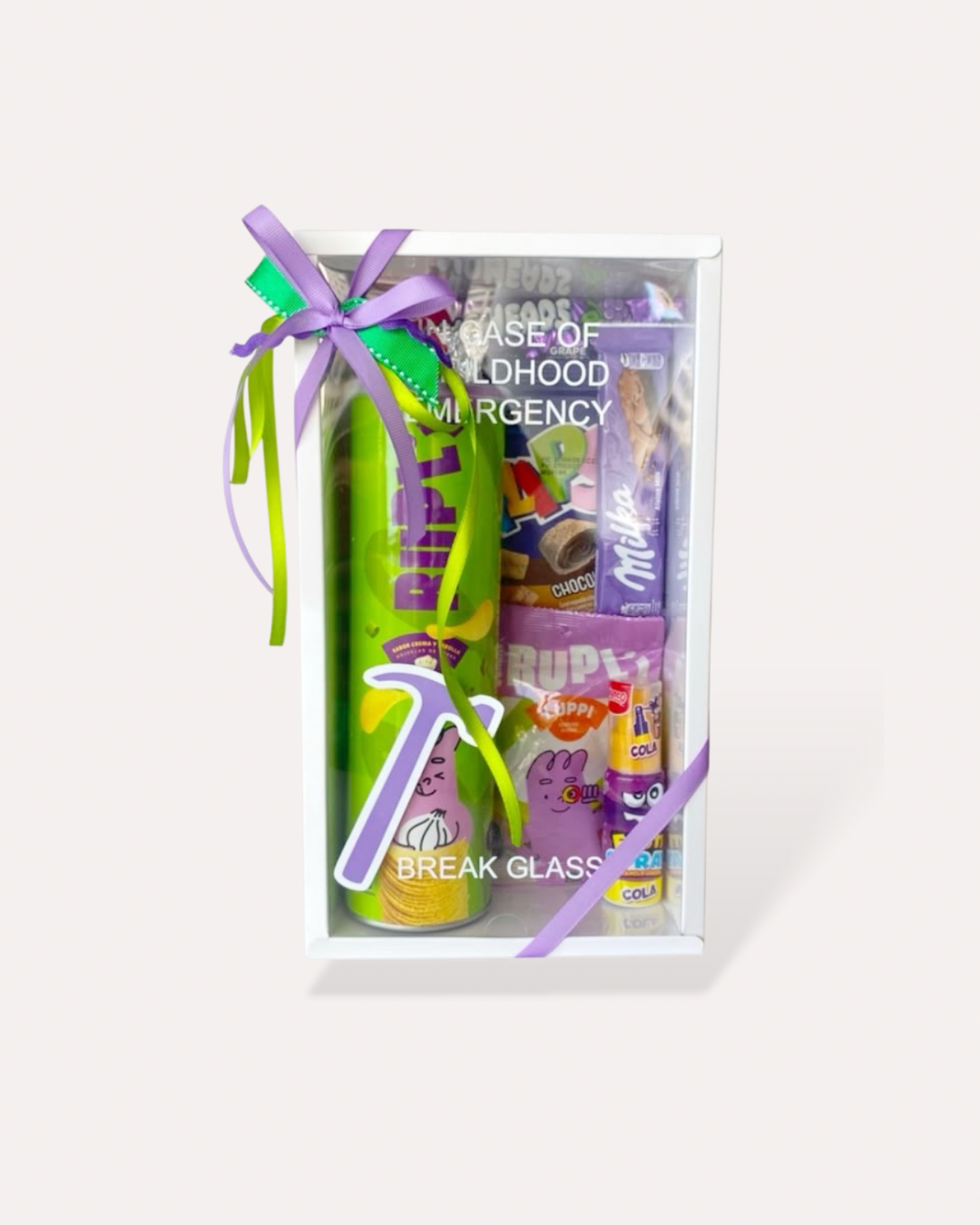 CAJA DE REGALO con golosinas en una presentación divertida
