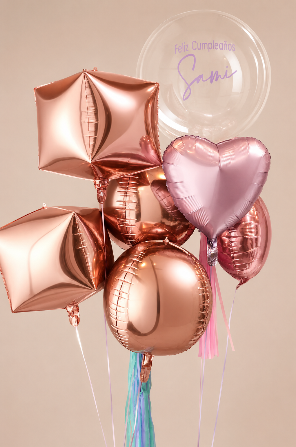 BIUQUET DE GLOBOS /Orbiz, Foil y Burbuja Personalizada