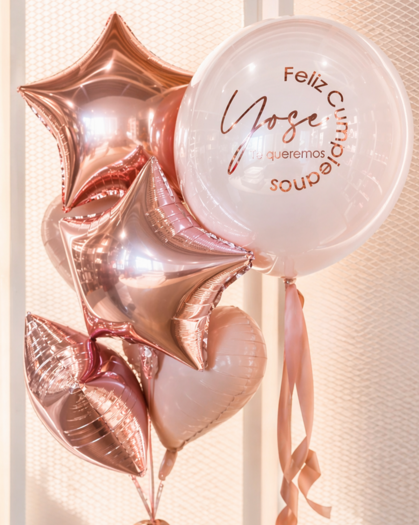 BOUQUET DE GLOBOS burbujas + metalizados de 18”